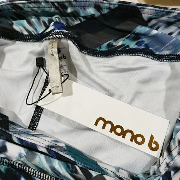 New MONO B Blue Strokes Active Yoga Workout Leggings - Picture 7 of 8